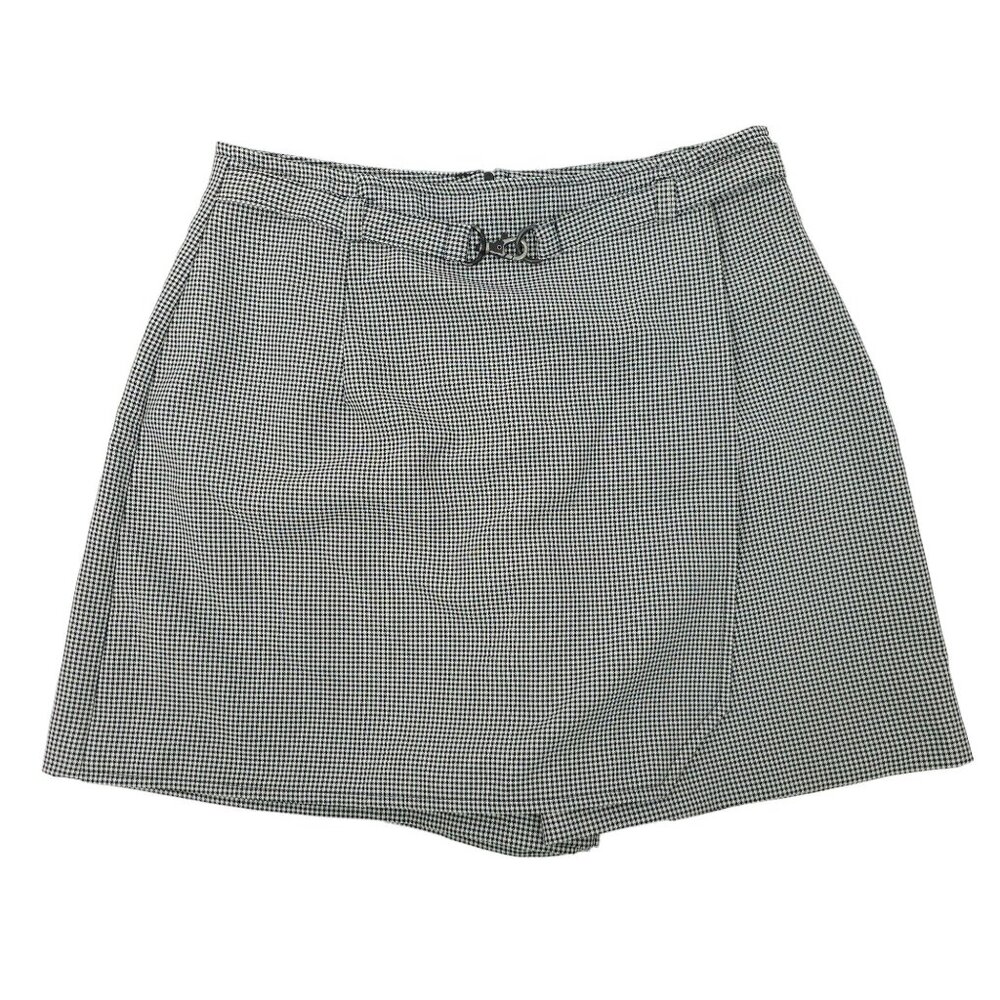 Star CCC Check Faux Wrap Skort Womens Size 9 Black White Back Zip Retro Y2K